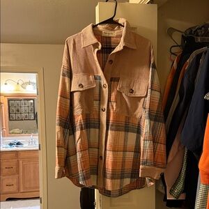 Impressions pink and blue Plaid Shirt Jacket